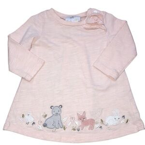 Dylan & Abby 3-6 month pink animal embroidered top